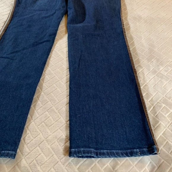 J Mclaughlin Womens 10 Jeans Blue Trouser Boot Cut Tuxedo Stripe Dark Wash - Picture 12 of 12